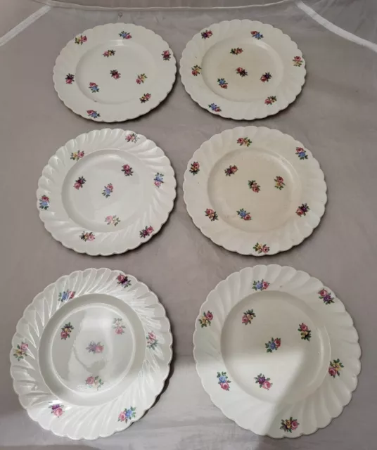 Set of 6 ROYAL STAFFORDSHIRE CLARICE CLIFF DEVONSHIRE Cheese /BREAD PLATES- READ