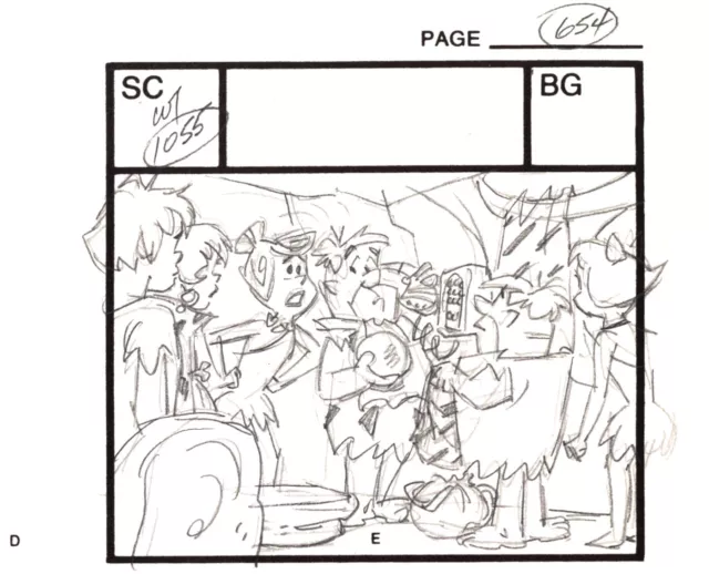 3 LOT Flintstones Hollyrock Storyboard Hanna Barbera Signed Bob Singer 1993 Bowl