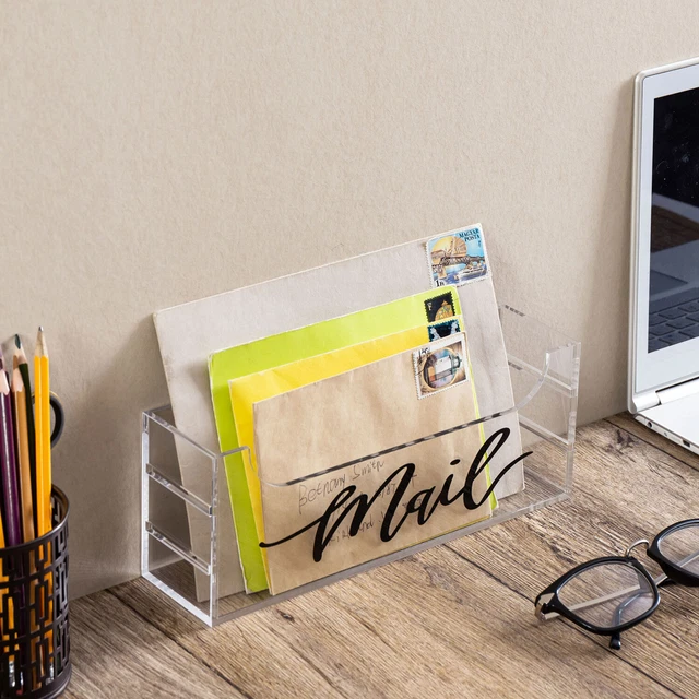 TABLETOP CLEAR ACRYLIC Mail Sorter, Wall Mounted Letter Storage