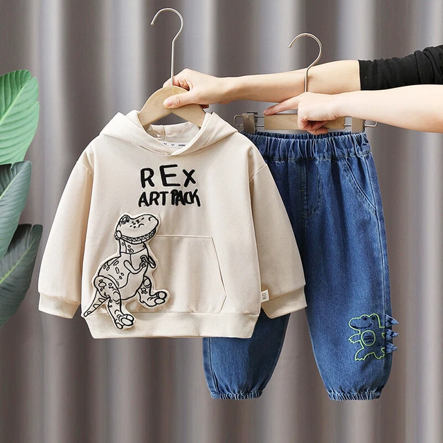 Tuta neonato bambini neonati ragazzi dinosauro top con cappuccio pantaloni abiti set abiti