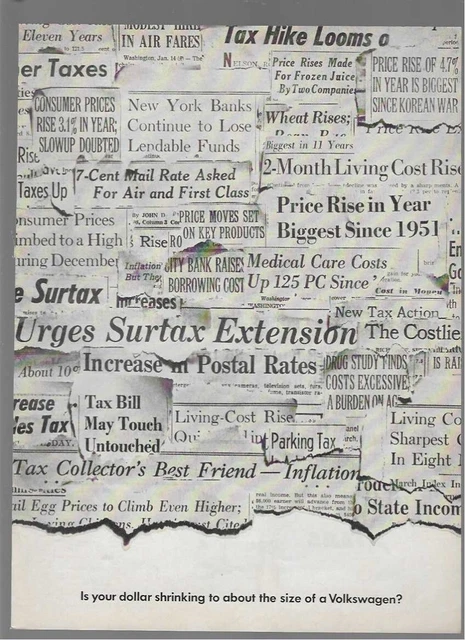 1969 VW Volkswagen Is your dollar shrinking? & Atlas Van Lines Vintage Print Ads