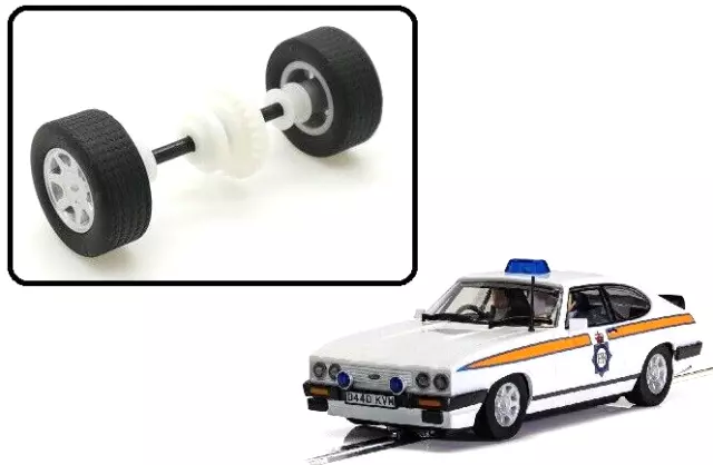 Scalextric Genuine W11305 Rear Wheels Axle Tyres For Ford Capri MK3 MKIII Police