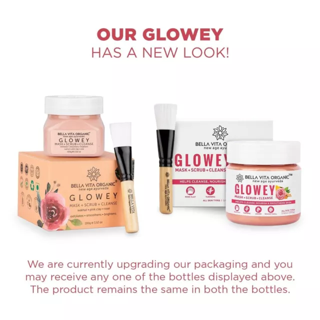Bella Vita Organic Glowey Face Pack, exfoliante y lavado facial para una... 2