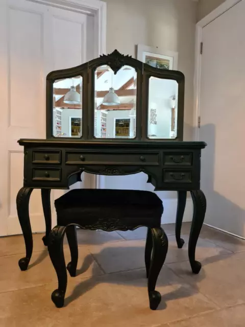 French Noir Dressing table & matching stool Black, beautiful