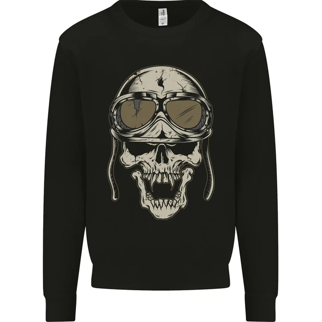 Biker Skull Motorcycle Skulls Motobike Mens Sweatshirt Jumper