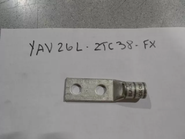Burndy Two Hole Compression Lug YAV26L2TC38FX 2/0 Black Die 3/8” Stud Lot Of 15