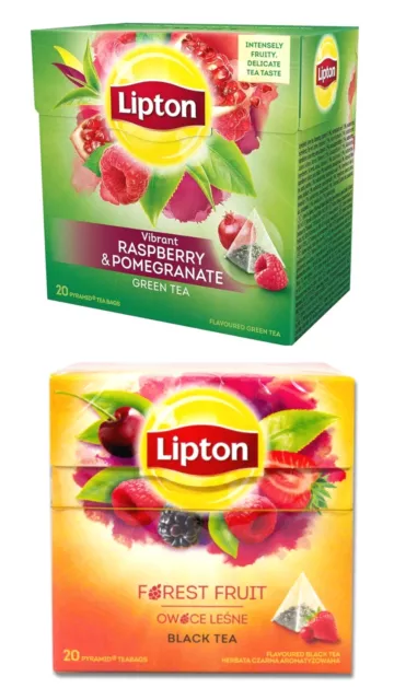 2 Packungen Lipton Tee | Waldbeere & Himbeere-Granatapfel je 20 Beutel
