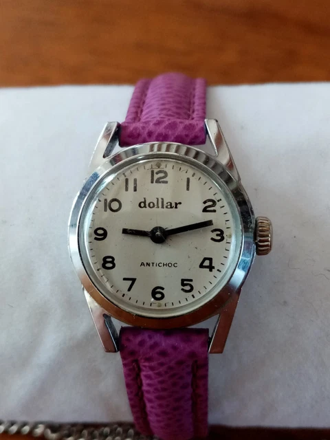 Montre Vintage Domina Femme Années 60 – Boîtier Acier, Cadran Bleu Pétrole Et Bracelet Cuir – Style Art Déco