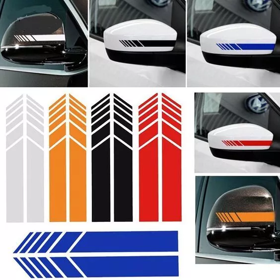 Kit 2 Adesivi Strisce Specchietto Vinile Decorazione Auto Moto Stickers Decal