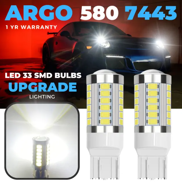 T20 580 Led White DRL Reverse Side Light Xenon Smd Upgrade W21/5w 7443 Bulbs 12v