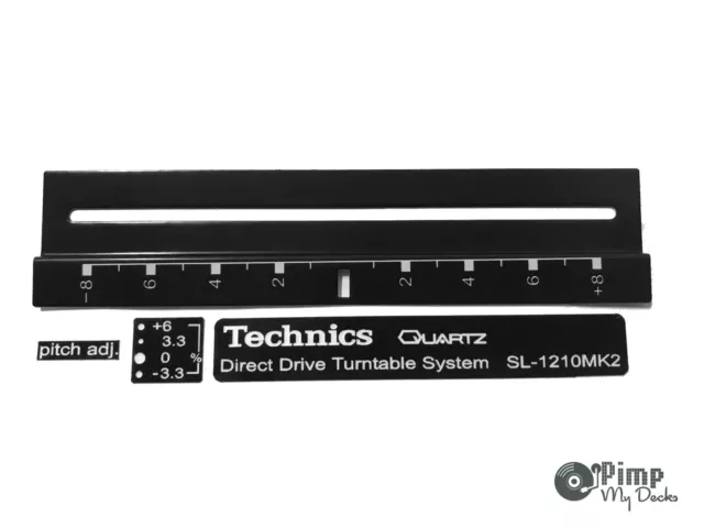 Technics Pitch Trim & Laseraufkleber / Abzeichen / Aufkleber-Kit - Schwarz/Weiss 1210 1200