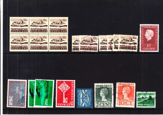 Nederland, Niederlande, kleines Lot mit 21 gestempelten Marken