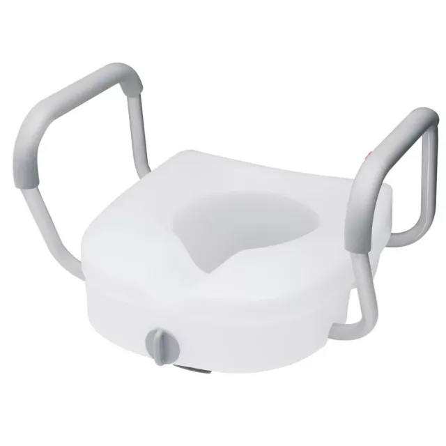 Glacier Bay E-Z Round 5"H Elevated Toilet Seat with Armrests, Lockable - White