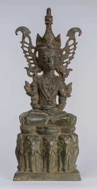 Antique Burmese Style Bronze Shan Enlightenment Seated Buddha Statue - 35cm/14"