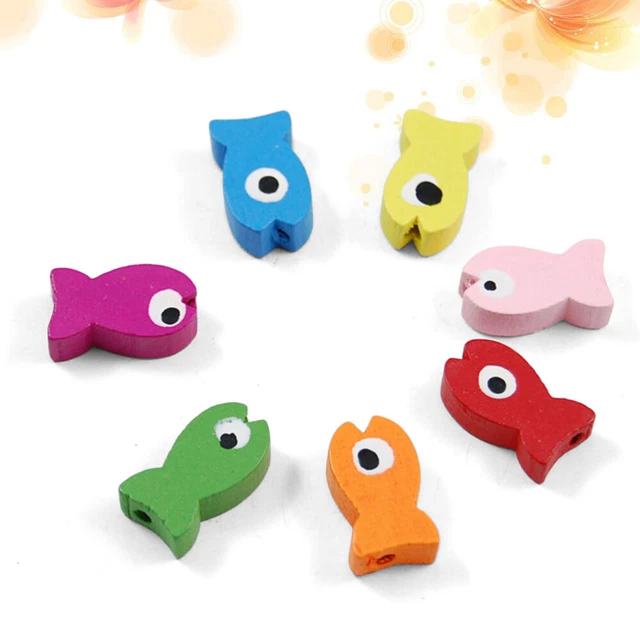 50 PCS NECKLACE Beads Kids Craft Fish Pendant Charm Jewelry DIY £4.95