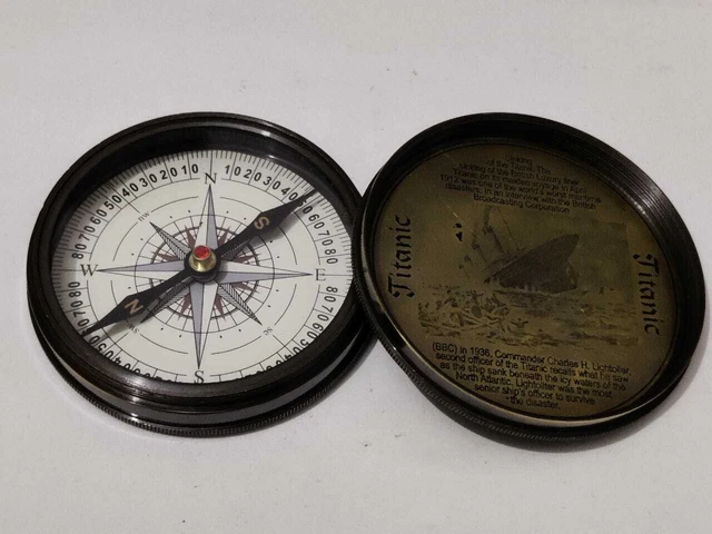 Vintage Antiguo Oeste Londres Azul Marino Laboral Reloj de Sol Y Brújula Soldado
