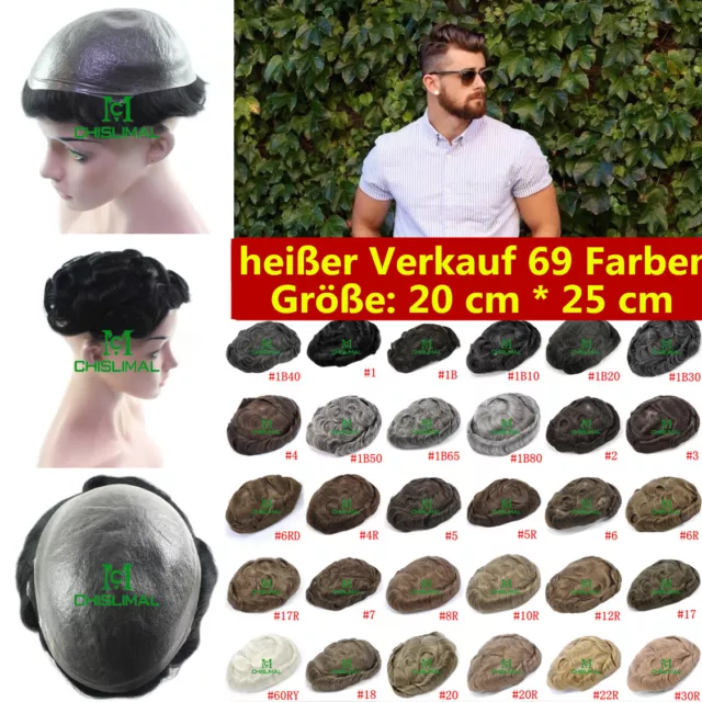 Echthaar Toupet für Männer Haarteile Herrenperücke 0.04mm Skin/Folien Basis