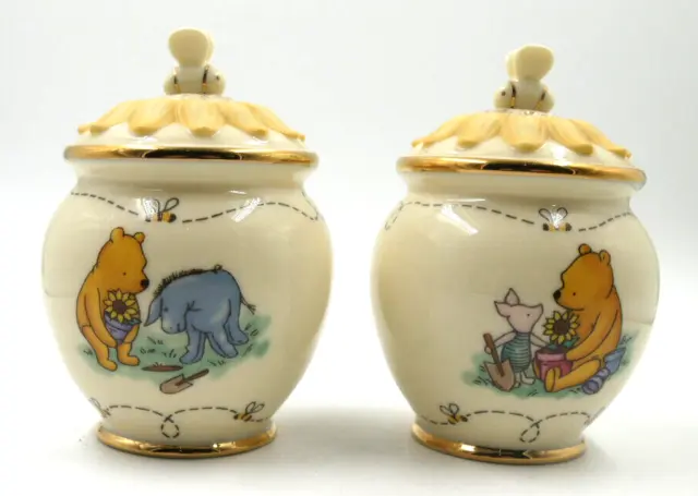 New Walt Disney Lenox Winnie The Pooh Honey Pots Salt & Pepper Pots Shakers