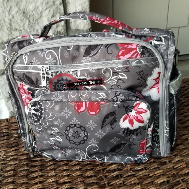 JuJuBe LARGE Backpack Messenger bag DIAPERBAG Gray/ Pink/ Black *NWOT