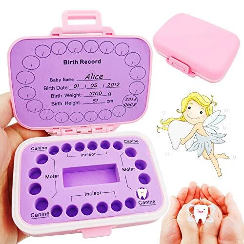 Baby Teeth Keepsake Box Pp Children Kids Tooth Storage Holder Organizer Print...
