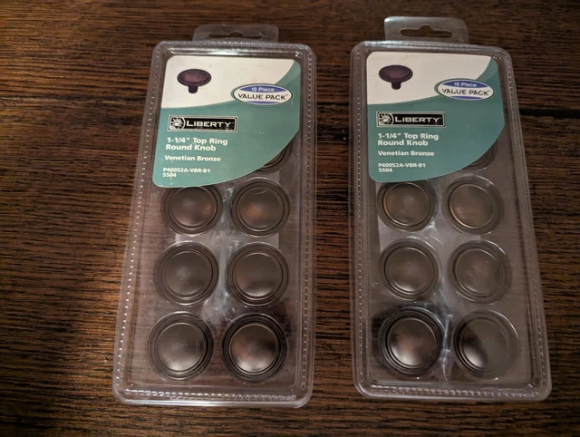 Liberty 10 Piece Venetian Bronze 1-1/4" Top Ring Round Knobs.  Set Of 2.