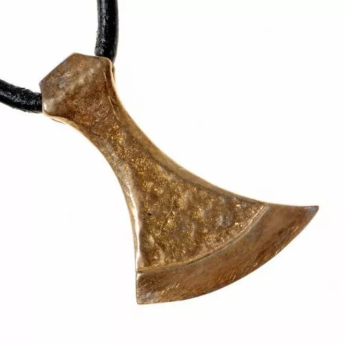 Amulett Kriegsaxt Wikinger Halskette Mittelalter Axt Anhänger Bronze/Versilbert