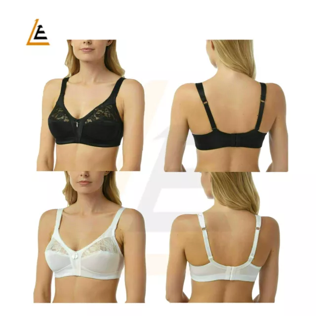 Non Wired Firm Control Soft Cup Bra Non Padded Lace Bra Black or