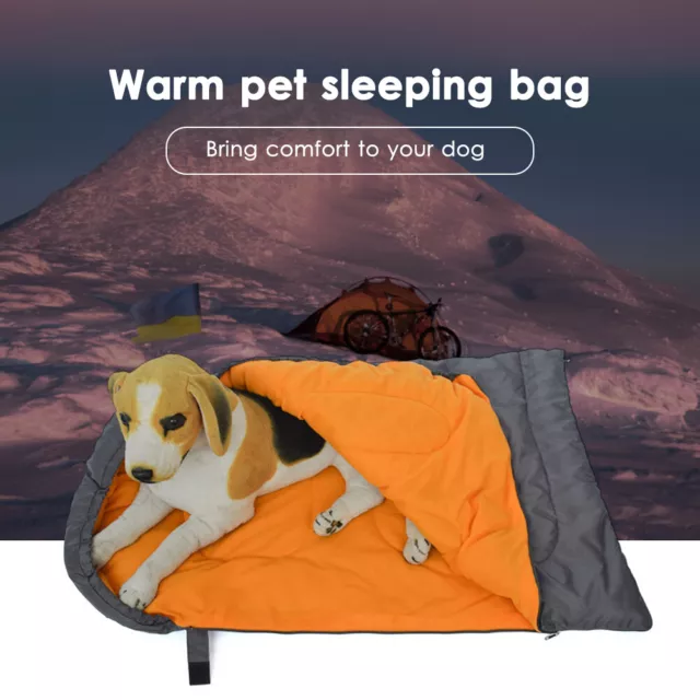 Cama de lana para acampar perro cálida al aire libre para mascotas saco de dormir cojín (naranja)