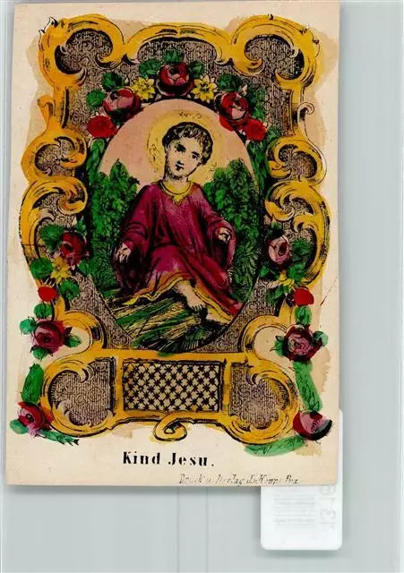 13165071 - Kind Jesu handcoloriert  Druck Joseph Koppe Prag Heiligenbild