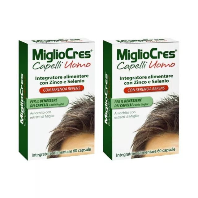 MIGLIOCRES Capelli Uomo Integratore Alimentare 60 Capsule + 60 Capsule