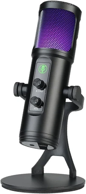 Microphone à Condensateur USB SPYMINNPOO - Réduction De Bruit, Touche Mute, Plug & Play - Pour Podcast, Jeu, Streaming - 10
