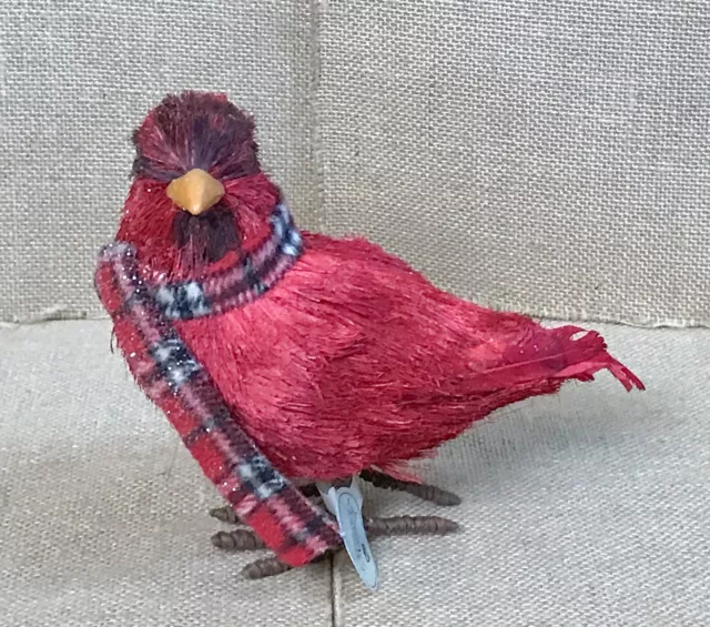Regency International 6 Inch Frost Sisal Cardinal With Scarf Red Winter Bird