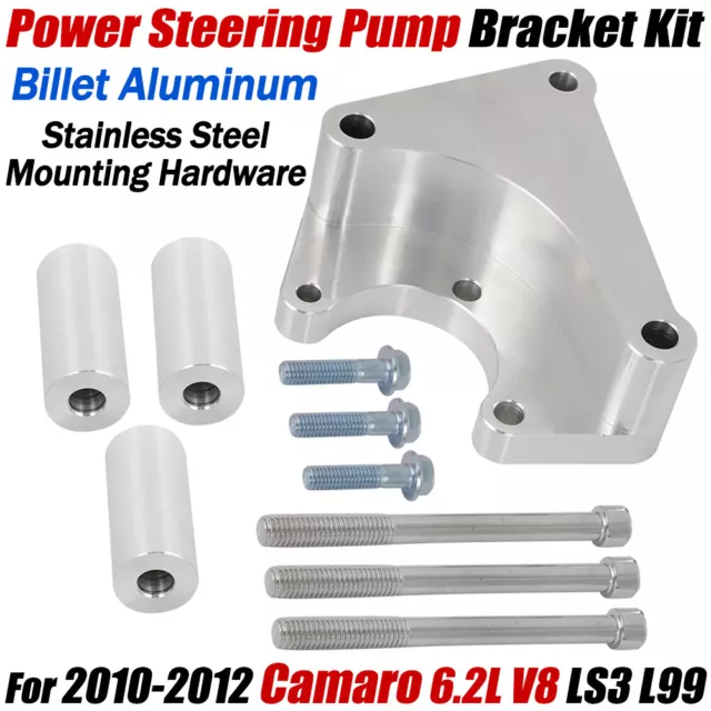 Aluminum Power Steering Pump Bracket & Bolts For 2010-2012 Camaro 6.2 V8 LS3 L99