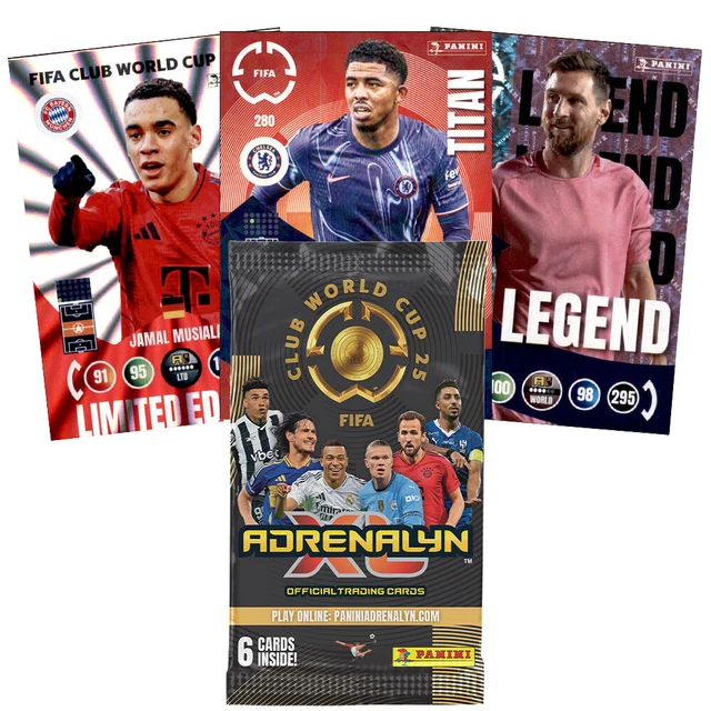 Panini Adrenalyn XL 2025 Club World Cup Trading Cards - Cartellina Portadocumenti + Gameboard + Lista Di Controllo + 10 Buste Booster