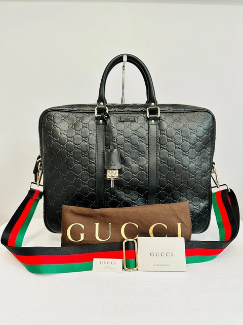 Gucci Guccissima Leather Laptop Bag Case W Lock And Key Dust Bag Made In Italy