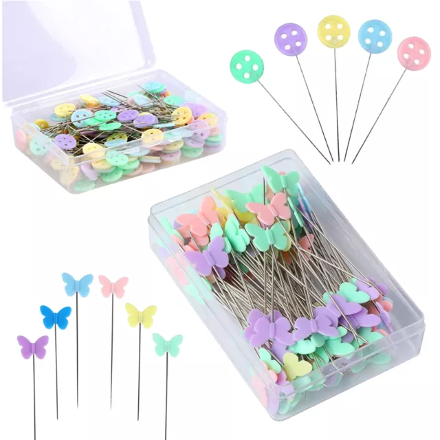 200pcs Quilting Home Professional Butterfly Button Colored Sewing Pin Flat Head