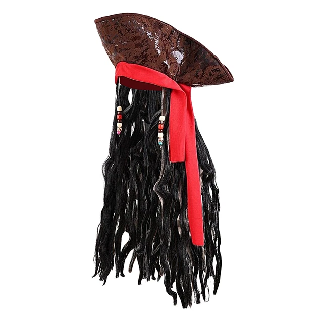 PIRATE HAT WITH Dreadlocks Halloween Fancy Dress Costume Captain Jack
