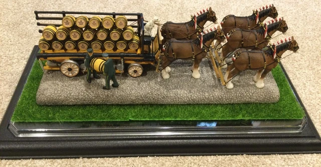 Budweiser 5 Horse Hitch With Vintage Wagon ~ Displayed Only!