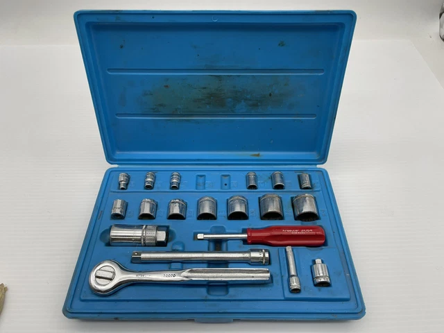 Kraeuter USA  3/8 Ratchet Socket Tool Set 21 Piece Set SAE Made USA *Missing 2* 8