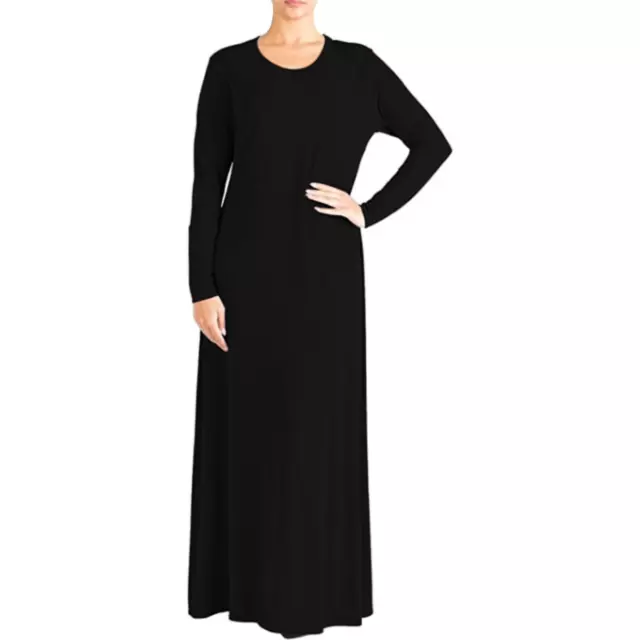 Womens Plain Simple Abaya Islamic Burkha Kaftan Jilbab Jersey Maxi Dress