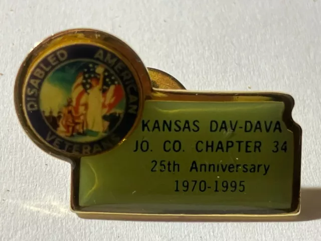 Kansas Dav-Dava 25Th Anniversay 1970-1995 Vintage Veterans Pin