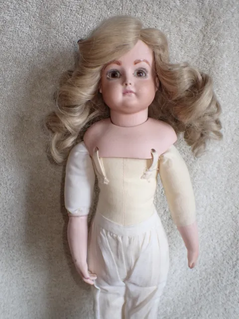 Lovely Reproduction Antique Bisque Head Swivel Neck Doll 16"
