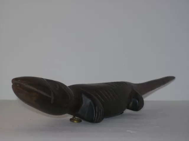 Hand Carved Iron Wood Lizard 19.5 Inches Long