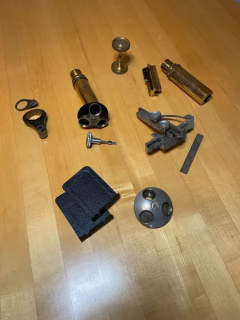 Ernst Leitz Antique Brass Microscope Assorted Parts Ernst Leitz Antique Brass Microscope Assorted Parts