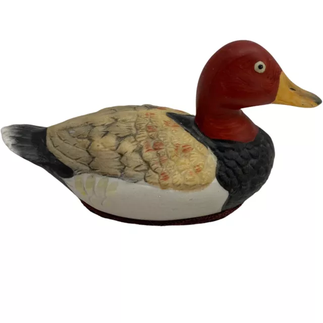 Vintage Jasco Ceramic Duck Lint Remover Brush Mallard Figurine Decoy 6" x 2 1/2"