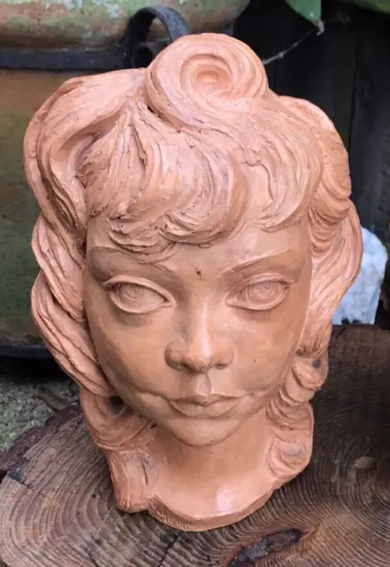 Vintage studio pottery girl bust figure RAOH SCHORR hand made 1940's sculpture