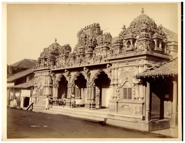 India, Ceylon, Temple hindou, Photo. Skeen an Co. Vintage print,  Tirage album