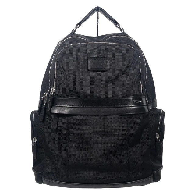 Tumi Bedford Holmes Black Leather Ballistic Nylon Brief Backpack Large