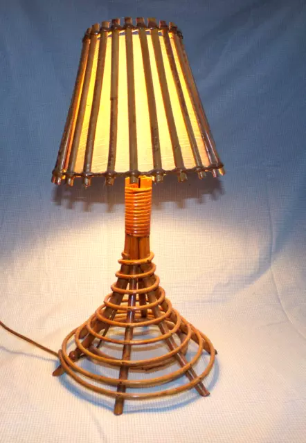 Lampe en rotin Louis Sognot, vintage 50/60's