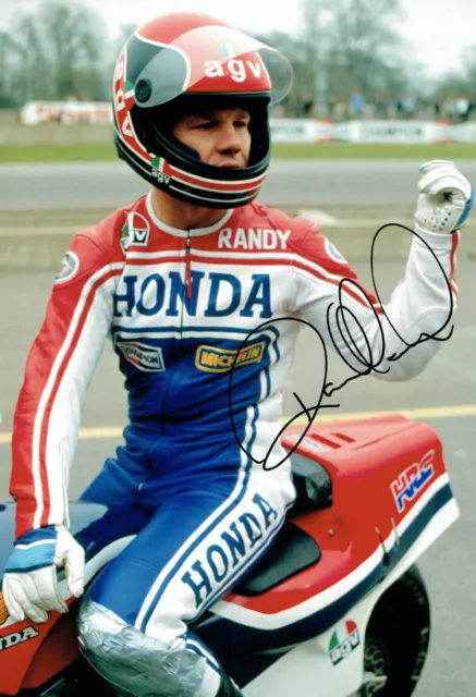 Randy MAMOLA SIGNED 12x8 Photo Autograph AFTAL COA HONDA USA Rider MOTOGP